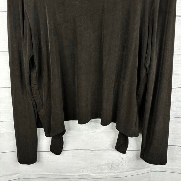 Chicos Traveler Womens size 2 Large 12 Open Cardigan Black Slinky - Picture 6 of 9